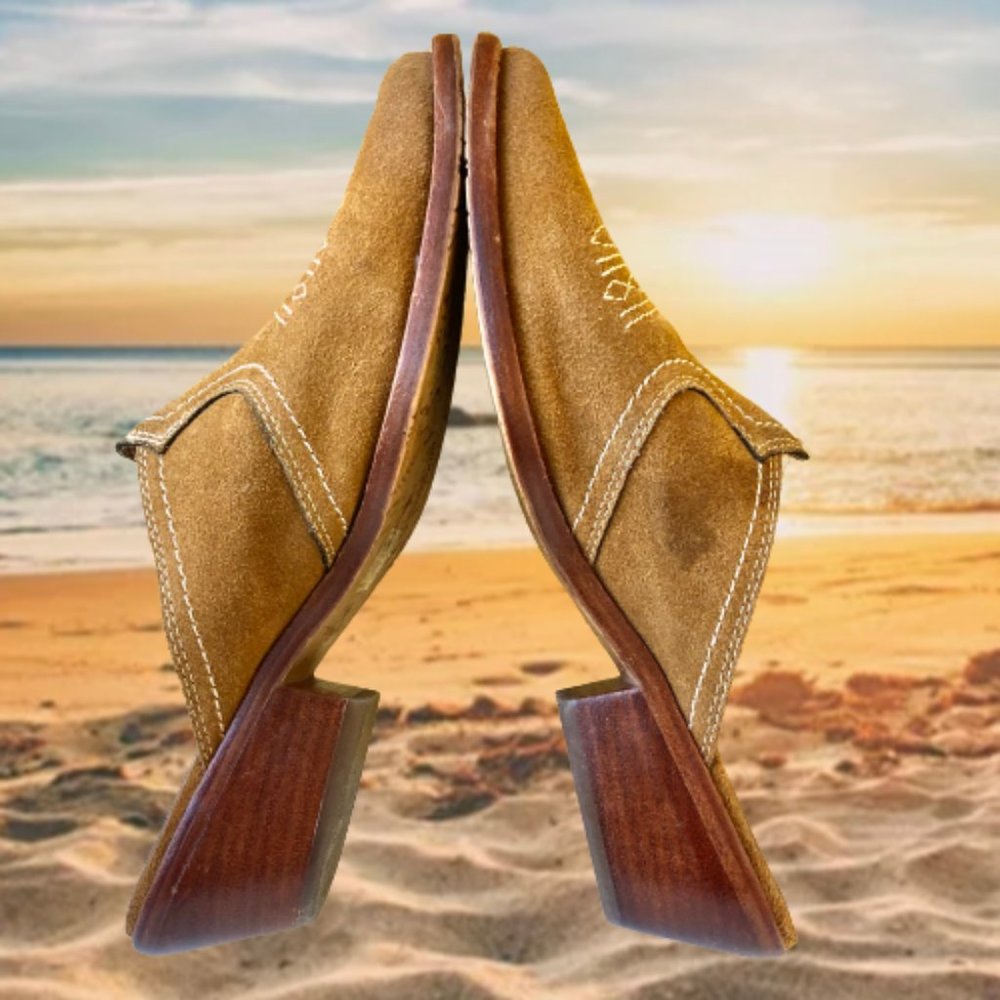 Patricia Nash Mustard Suede Mules with Low Heel - Picture 14 of 15